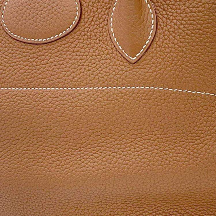Pre Owned Hermes Bolide 31 Gold Taurillon Clemence Leather Top Handle Bag