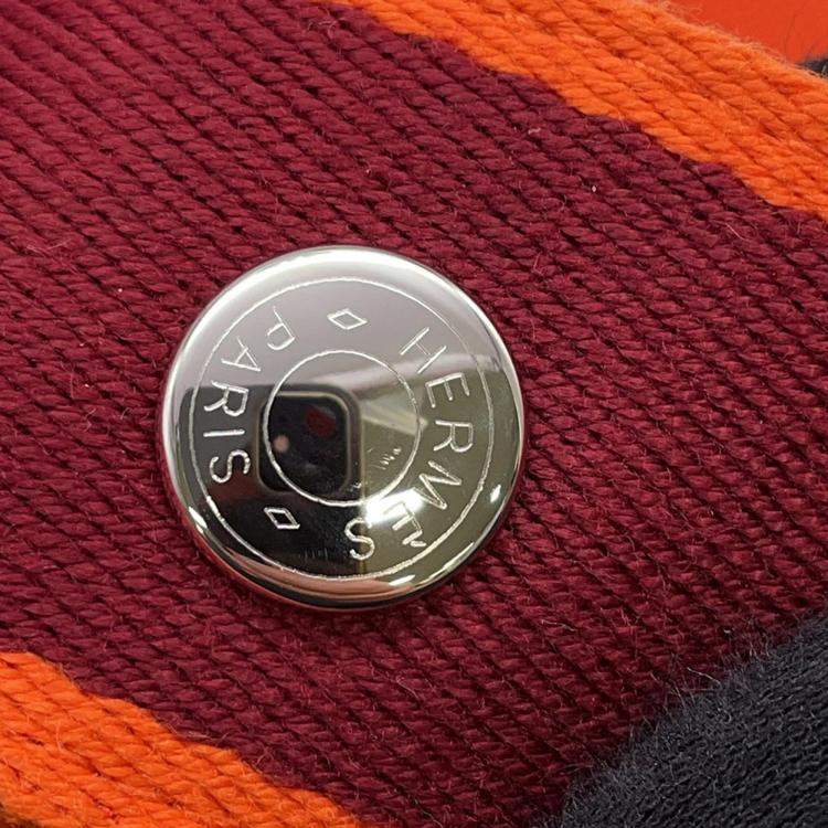 Pre Owned Hermès Bride-a-Brac GM Black, Orange, Bordeaux Canvas Top Handle Bag