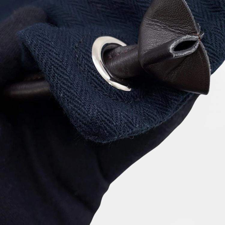 Pre Owned Hermes Aline Backpack Navy Toile Chevrons Size Pm