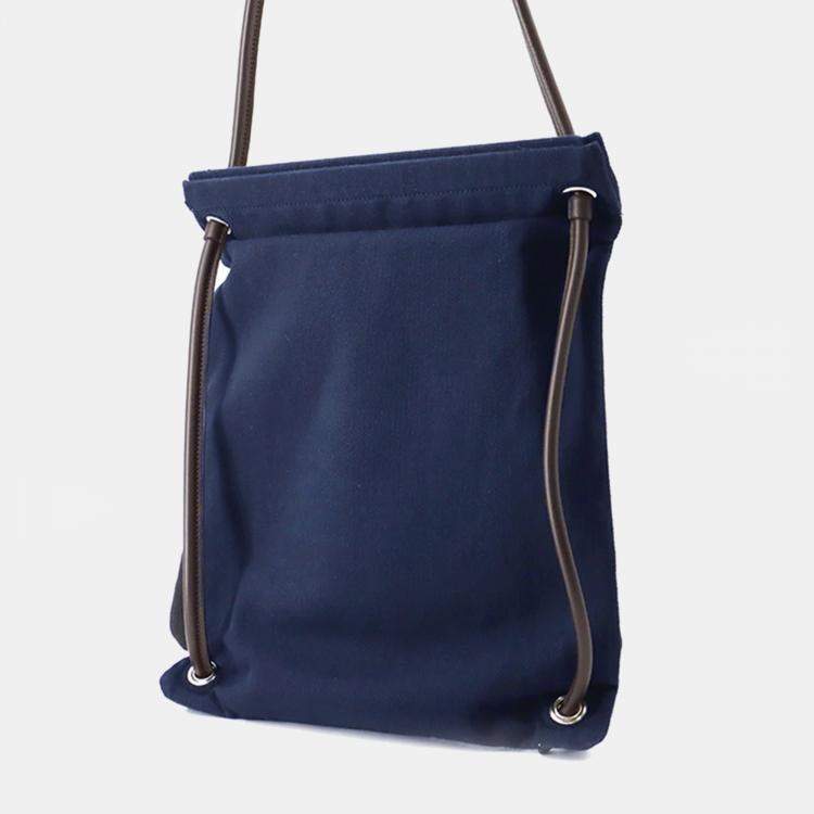 Pre Owned Hermes Aline Backpack Navy Toile Chevrons Size Pm