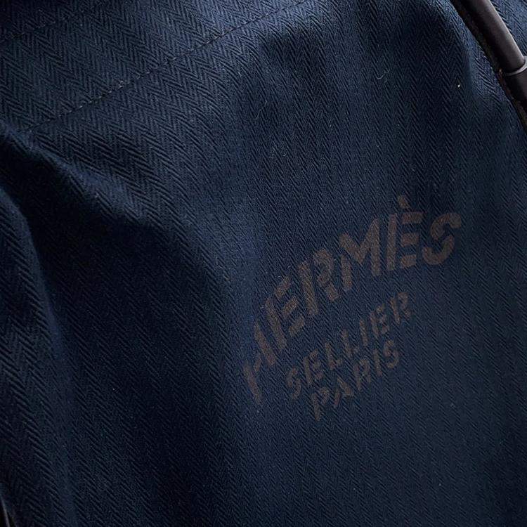 Pre Owned Hermes Aline Backpack Navy Toile Chevrons Size Pm