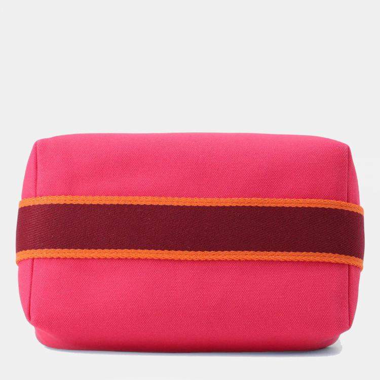 Pre Owned Hermes Bride-a-Brac PM Black Pink Canvas Top Handle Bag