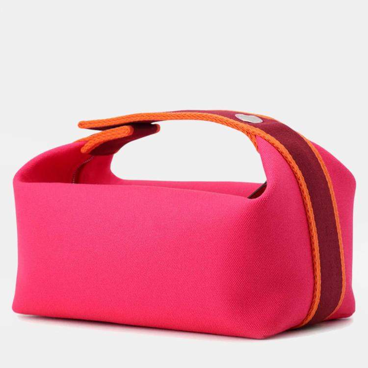 Pre Owned Hermes Bride-a-Brac PM Black Pink Canvas Top Handle Bag