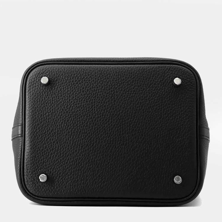 Pre Owned Hermes Picotin Lock MM Black Taurillon Clemence Leather Shoulder Bag