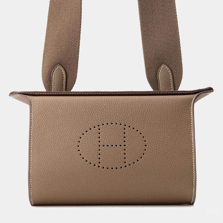 Pre Owned Hermes Videpoches Shoulder Bag Etoupe Togo Leather