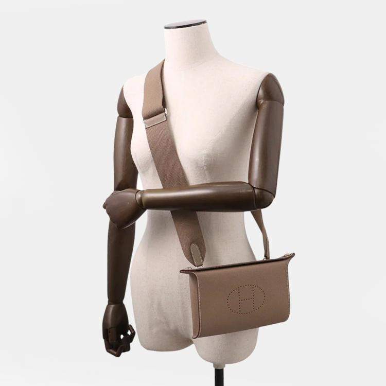 Pre Owned Hermes Videpoches Shoulder Bag Etoupe Togo Leather