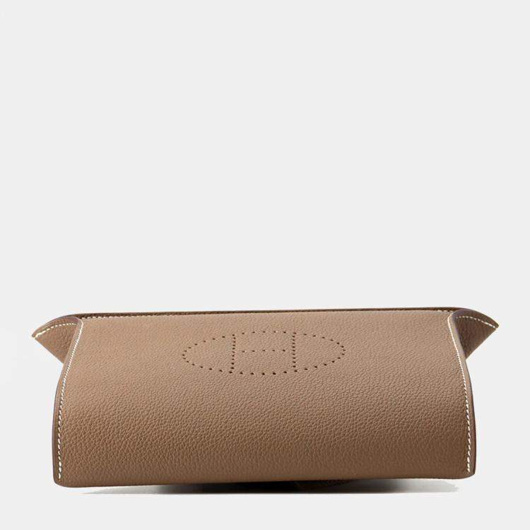 Pre Owned Hermes Videpoches Shoulder Bag Etoupe Togo Leather