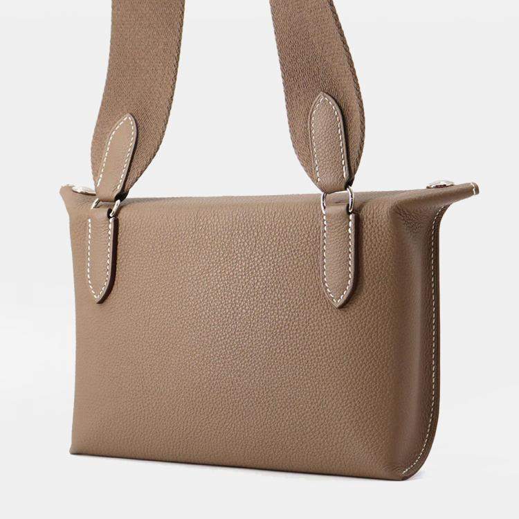 Pre Owned Hermes Videpoches Shoulder Bag Etoupe Togo Leather