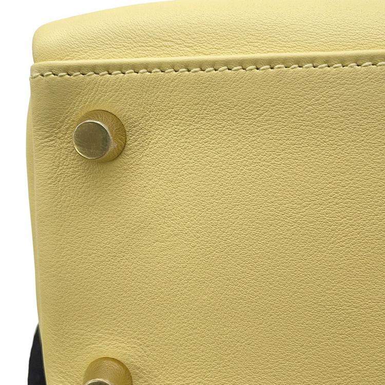 Pre Owned Hermes Kelly Retourne Sewing Jaune Poussin Swift Leather Size 25