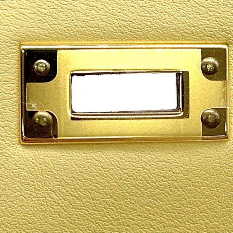 Pre Owned Hermes Kelly Retourne Sewing Jaune Poussin Swift Leather Size 25