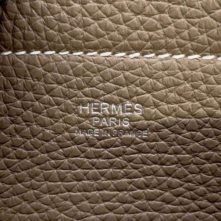Pre Owned Hermes Cabas Sellier 46 Grey Taurillon Clemence Leather Tote Bag