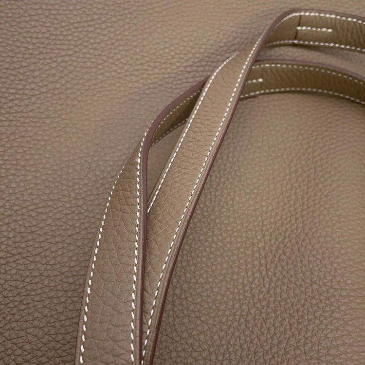 Pre Owned Hermes Cabas Sellier 46 Grey Taurillon Clemence Leather Tote Bag