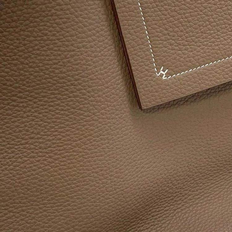 Pre Owned Hermes Cabas Sellier 46 Grey Taurillon Clemence Leather Tote Bag