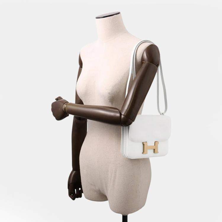 Pre Owned Hermes Constance 3 Miroir New White Evercolor Size Mini