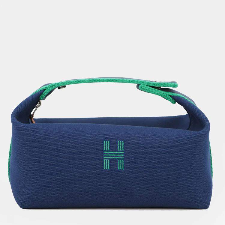 مملوكة مسبقًا Hermes Bride A Brac Navy/Green Canvas Size Pm