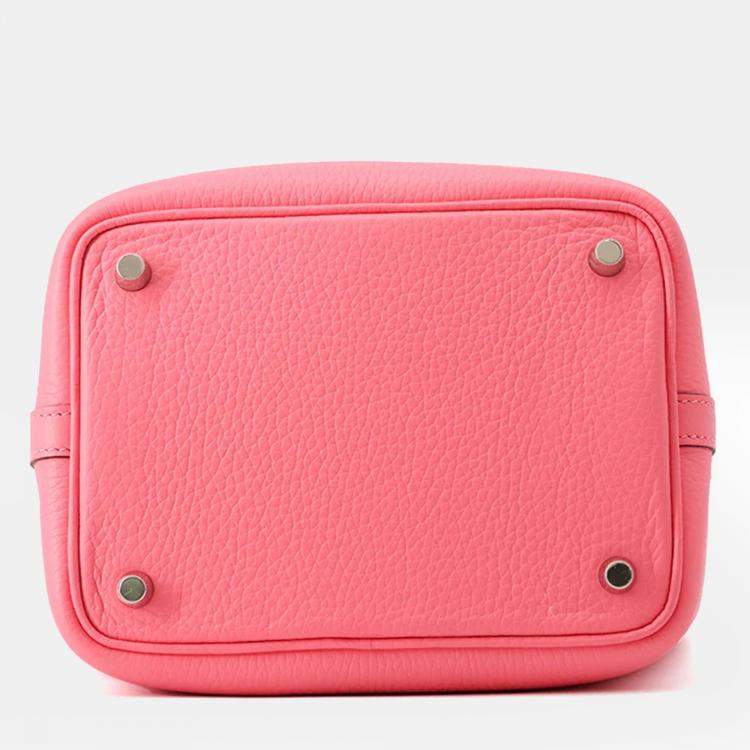 Pre Owned Hermes Picotin Lock Rose Azalee Taurillon Clemence 18 