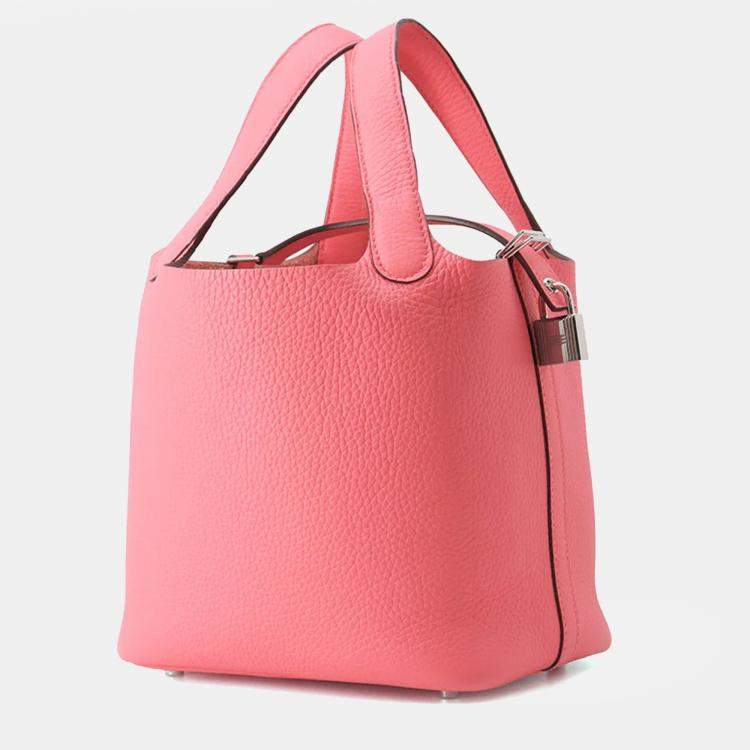 Pre Owned Hermes Picotin Lock Rose Azalee Taurillon Clemence 18 