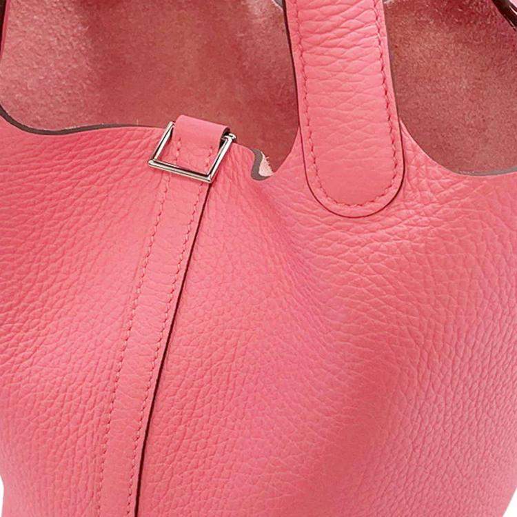 Pre Owned Hermes Picotin Lock Rose Azalee Taurillon Clemence 18 