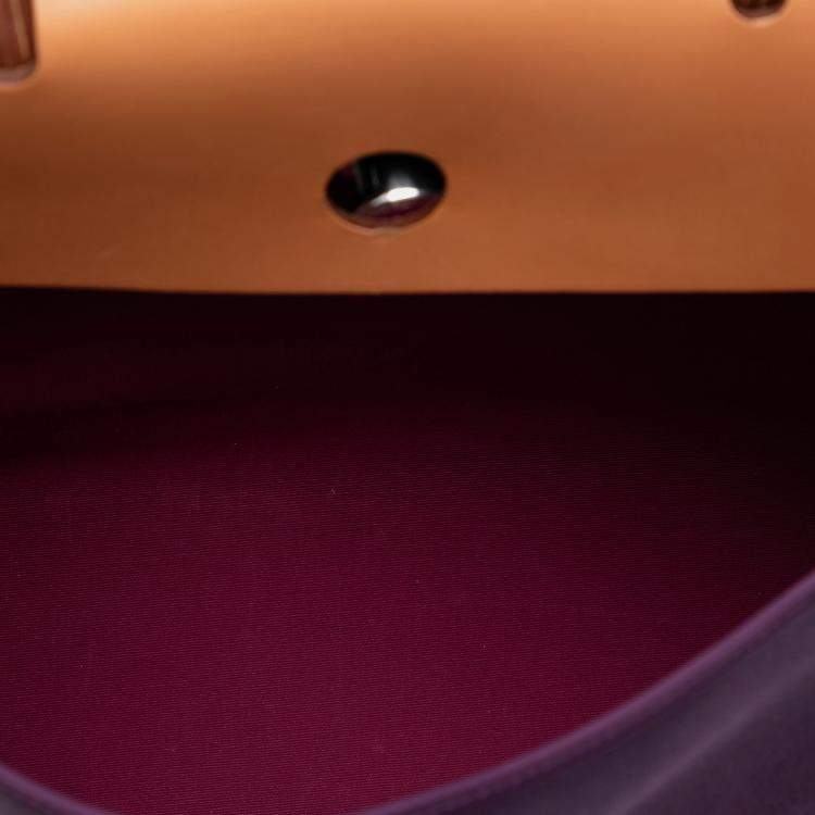 Pre Owned Hermes Brown Purple Toile Verso Herbag Zip 39