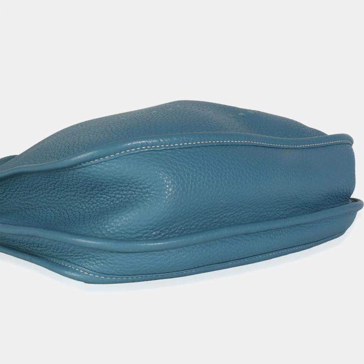 Pre Owned HermÃ¨s Blue Jean Clemence Evelyne III PM PHW