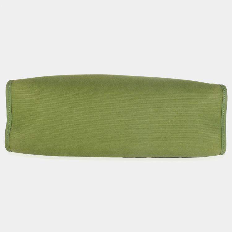 Pre Owned HermÃ¨s Apple Green Vache Hunter Toile Herbag Zip 31 PHW