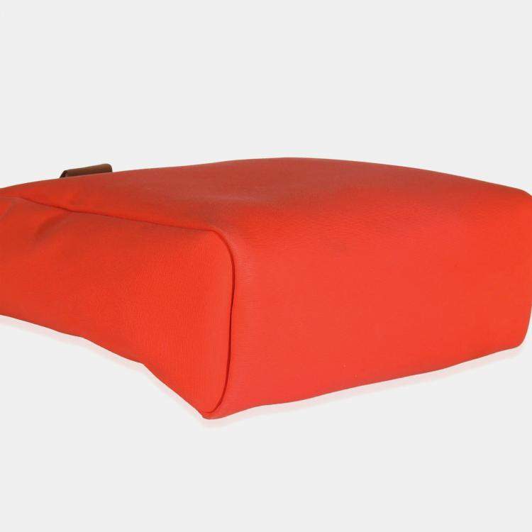 Pre Owned Hermes Orange Mecano Fauve Military Toile Vache Hunter Herbag Backpack