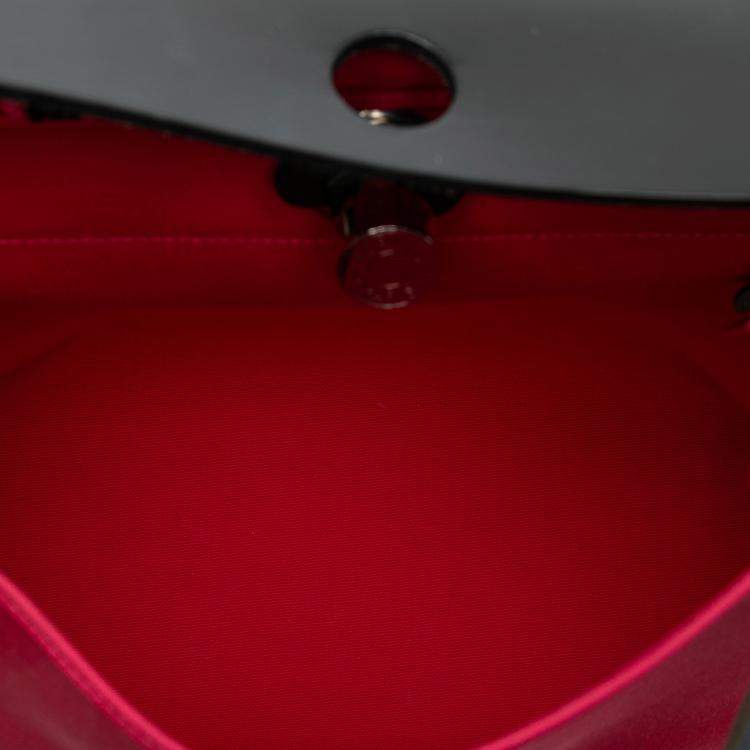 Pre Owned Hermes Black Pink Toile Herbag Zip 31