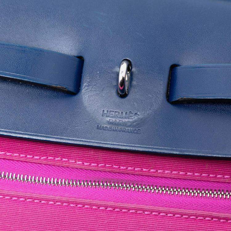 Pre Owned Hermes Blue Pink Toile Herbag Zip 31