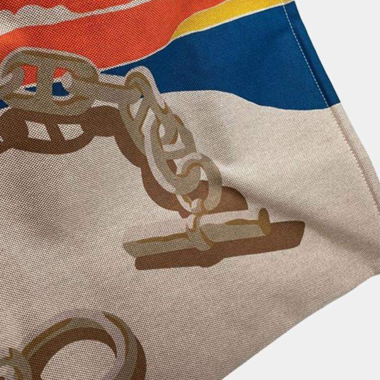 Pre Owned Hermes Brown Toile Escale a la Plage Beach Bag