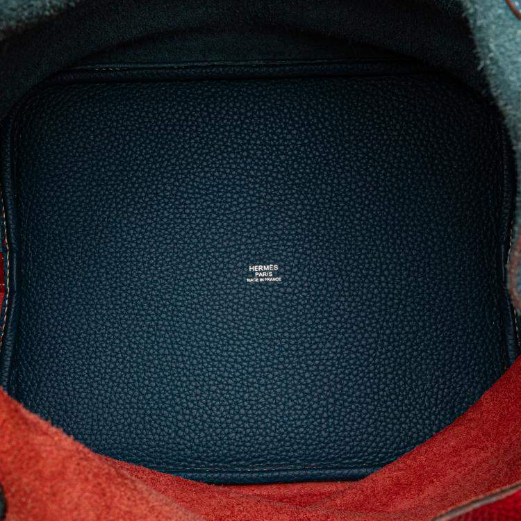 Pre Owned Hermes Blue Bicolor Clemence Picotin Lock 22