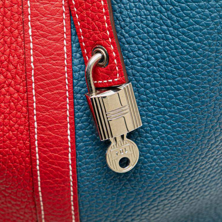 Pre Owned Hermes Blue Bicolor Clemence Picotin Lock 22