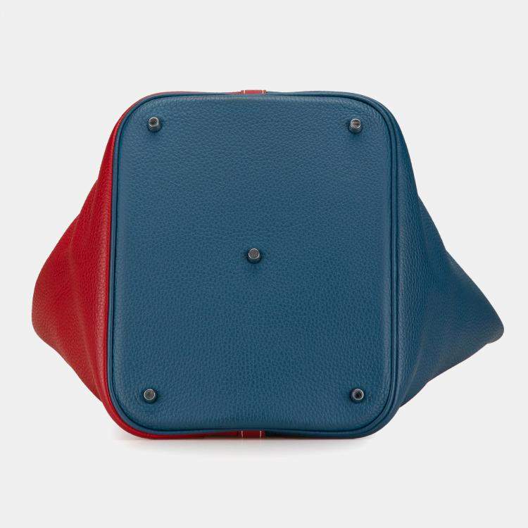 Pre Owned Hermes Blue Bicolor Clemence Picotin Lock 22