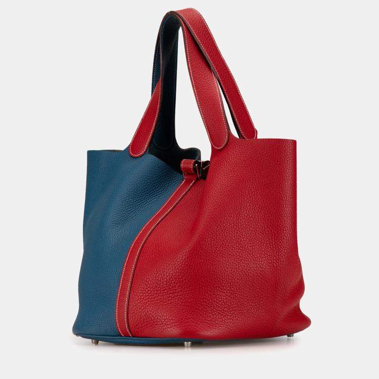 Pre Owned Hermes Blue Bicolor Clemence Picotin Lock 22