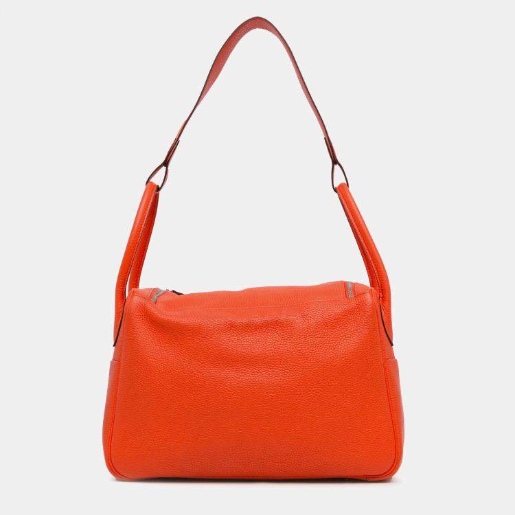 Pre Owned Hermes Orange Clemence Lindy 34