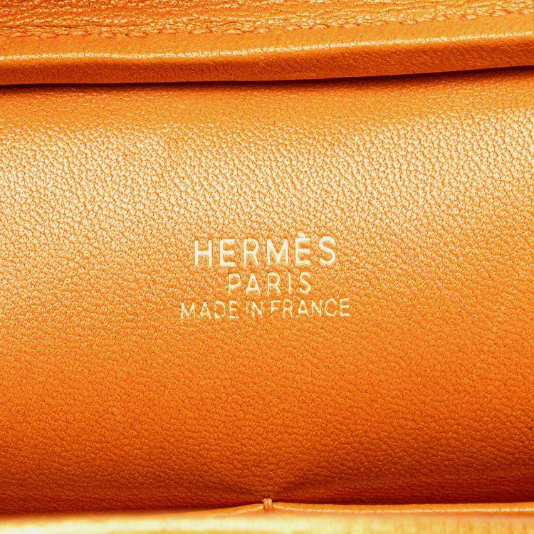 Pre Owned Hermes Orange Metallic Chevre Coromandel Plume Elan 28