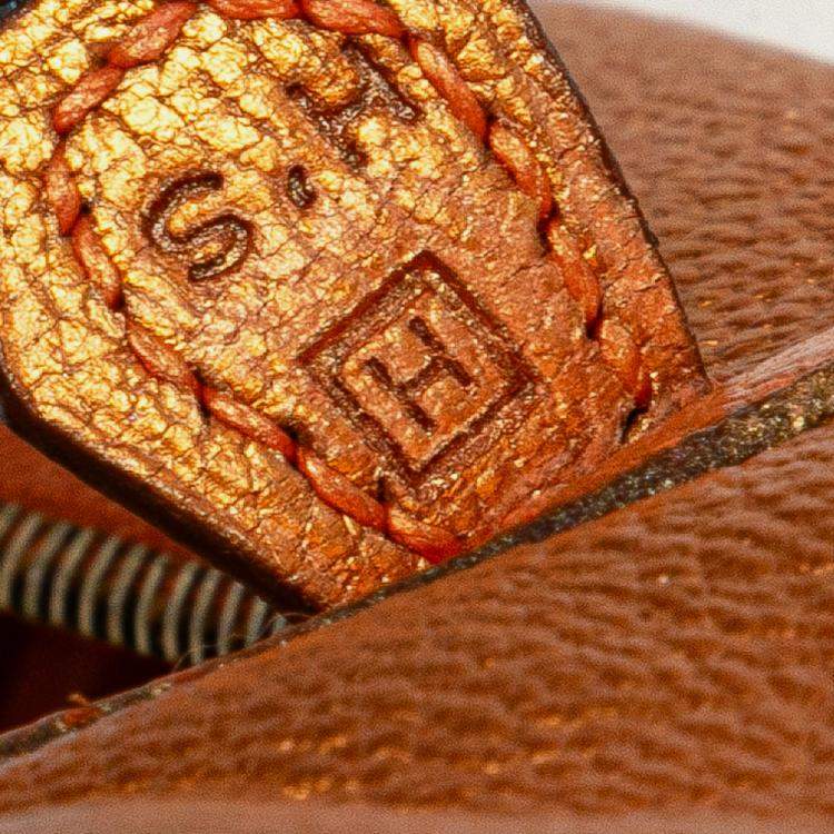 Pre Owned Hermes Orange Metallic Chevre Coromandel Plume Elan 28