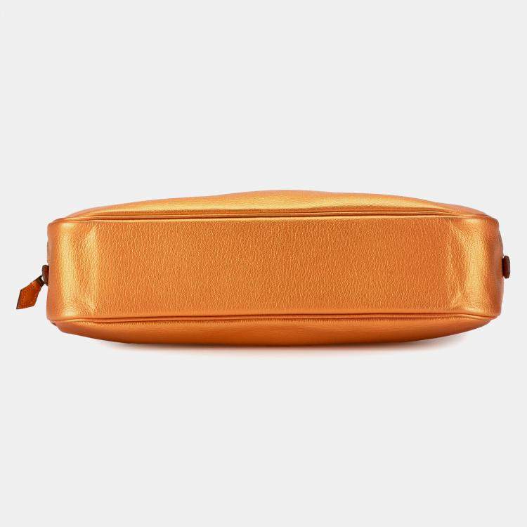 Pre Owned Hermes Orange Metallic Chevre Coromandel Plume Elan 28