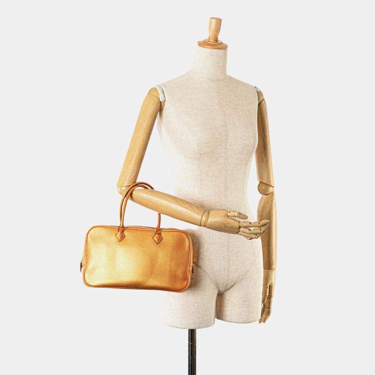 Pre Owned Hermes Orange Metallic Chevre Coromandel Plume Elan 28