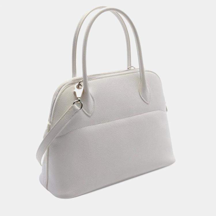Pre Owned Hermes White Epsom Bolide 27