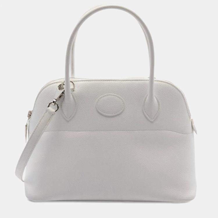 Pre Owned Hermes White Epsom Bolide 27