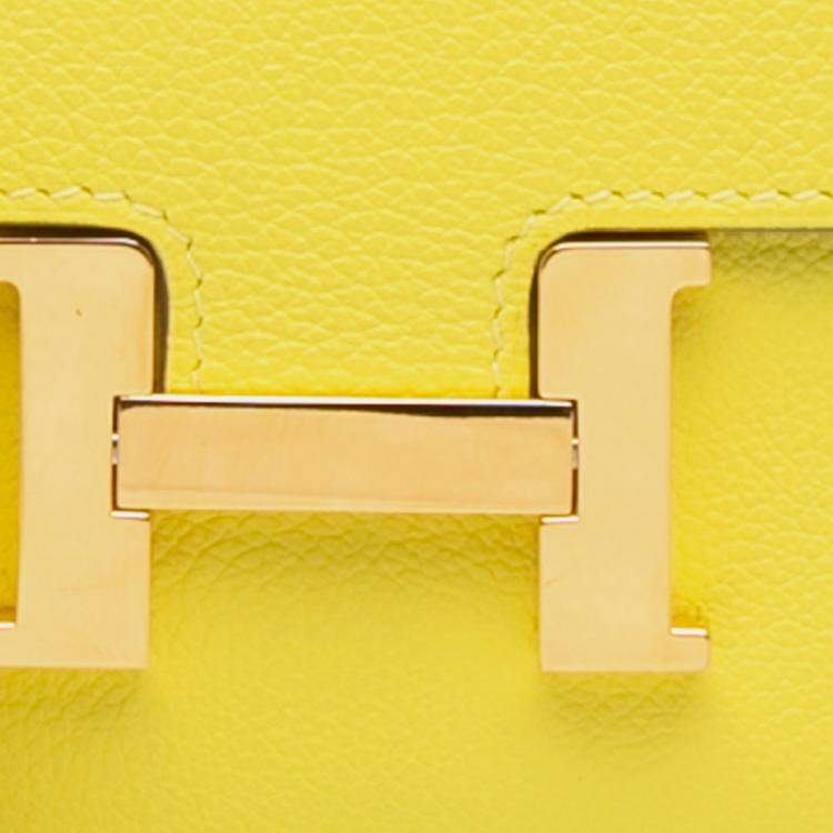 Pre Owned Hermes Yellow Evercolor Constance Wallet To Go