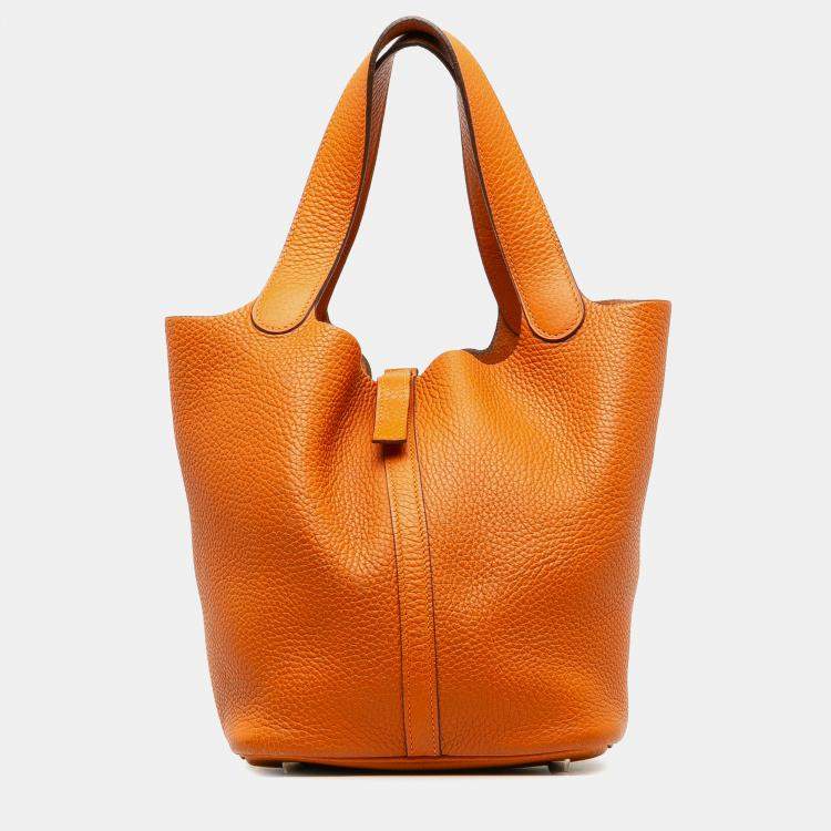 مملوكة مسبقًا Hermes Orange Clemence Picotin Lock 22