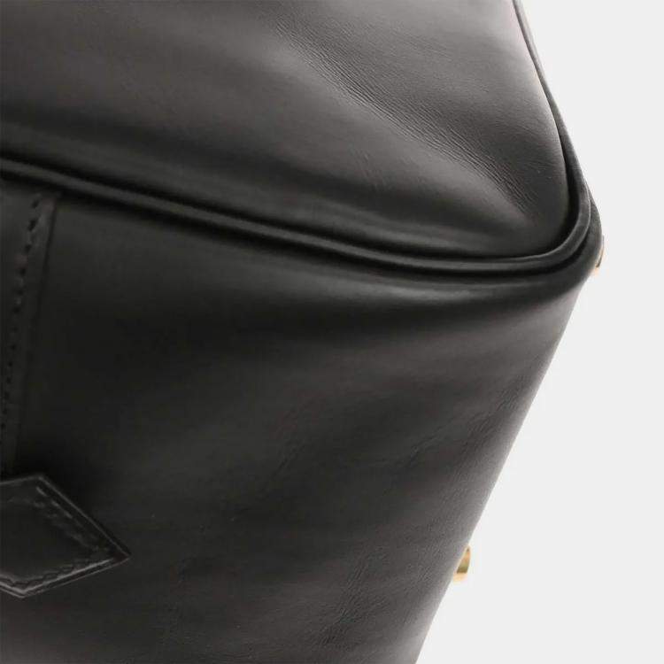 Pre Owned Hermes Plume 32 Black Chamonix Calfskin Leather Top Handle Bag