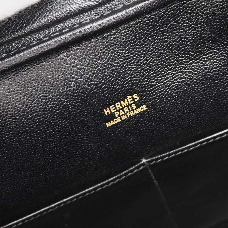 Pre Owned Hermes Plume 32 Black Chamonix Calfskin Leather Top Handle Bag