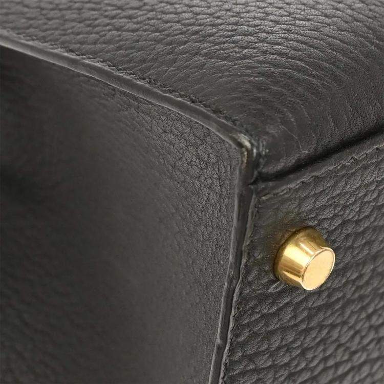 Pre Owned Hermes Kelly Sellier 35 Black Ardennes Leather Top Handle Bag