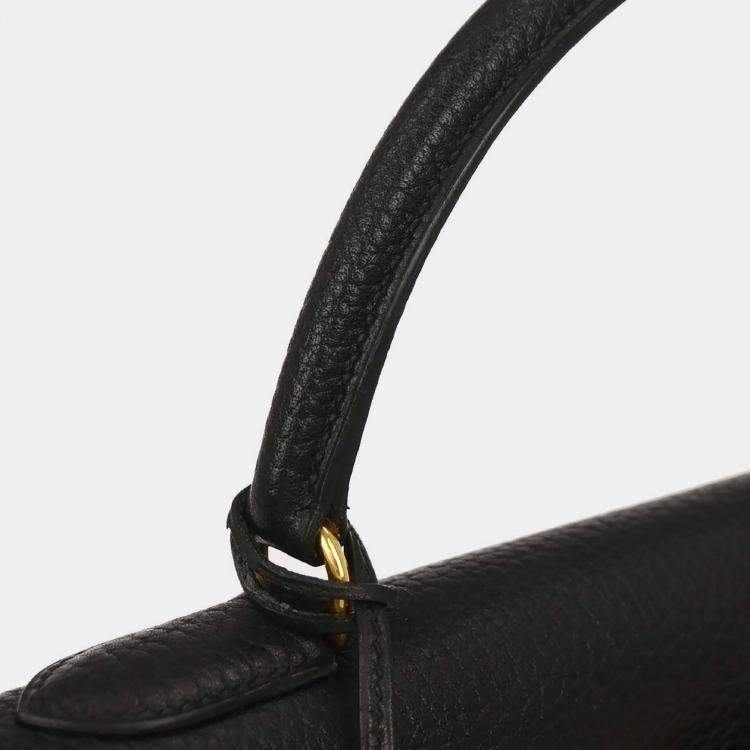 Pre Owned Hermes Kelly Sellier 35 Black Ardennes Leather Top Handle Bag