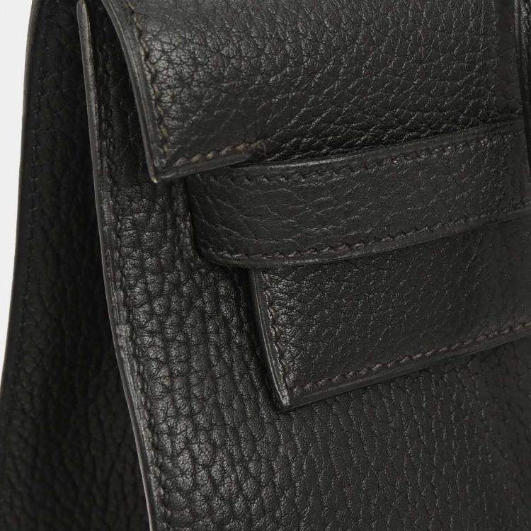 Pre Owned Hermes Kelly Sellier 35 Black Ardennes Leather Top Handle Bag