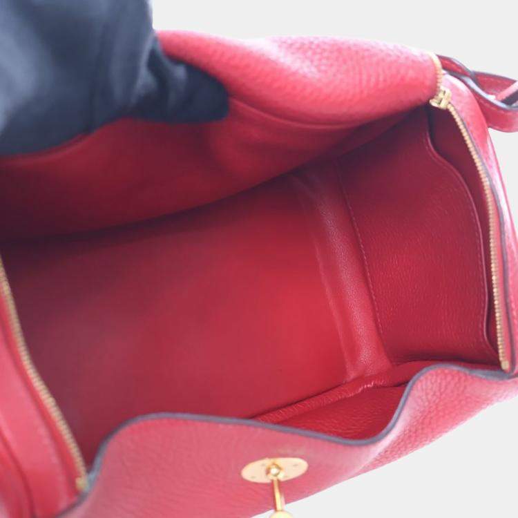 Pre Owned Hermes Rouge Casaque Clemence Lindy 26