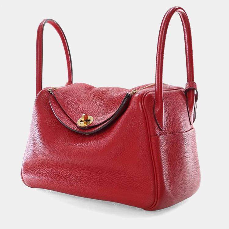 Pre Owned Hermes Rouge Casaque Clemence Lindy 26