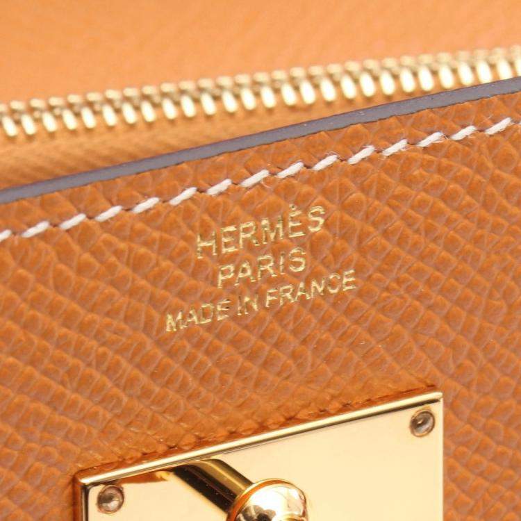 Pre Owned Hermes Kelly To Go Toffee Epsom Leather Wallet